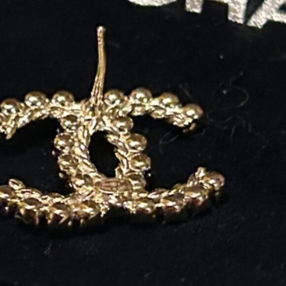 CHANEL Gold and Silver Crystal Earrings - Picture 4 of 5